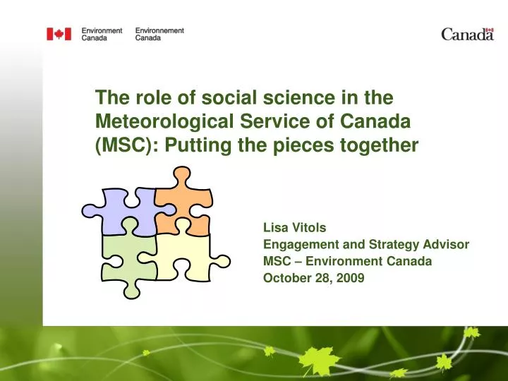 the role of social science in the meteorological service of canada msc putting the pieces together