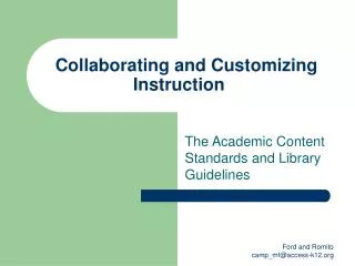 Collaborating and Customizing Instruction