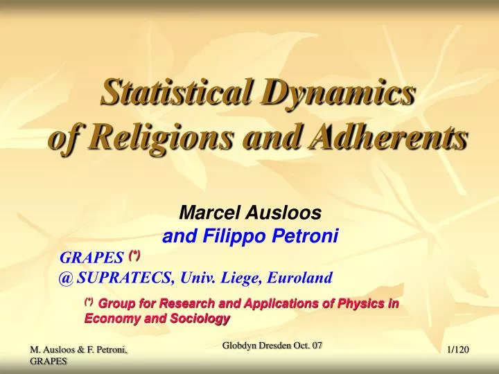 statistical dynamics of religions and adherents