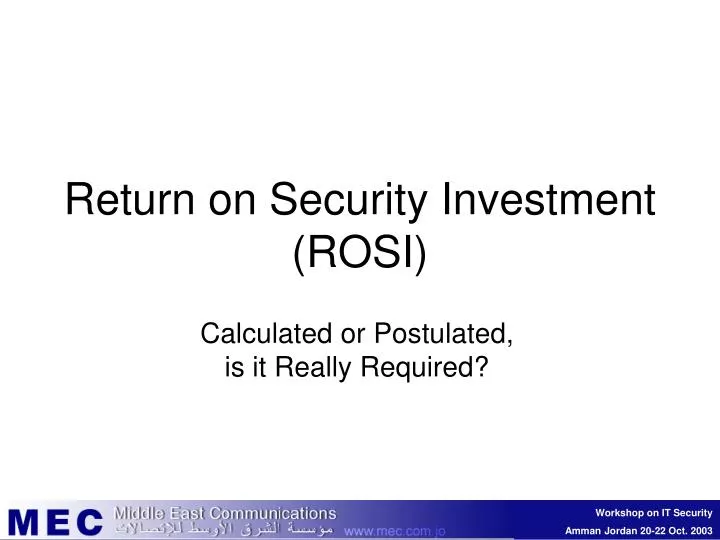 return on security investment rosi