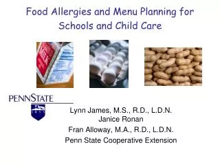 Food Allergies and Menu Planning for Schools and Child Care