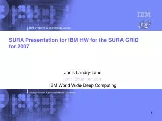 SURA Presentation for IBM HW for the SURA GRID for 2007