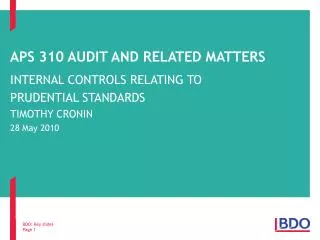APS 310 AUDIT AND RELATED MATTERS