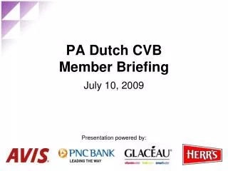 PA Dutch CVB Member Briefing