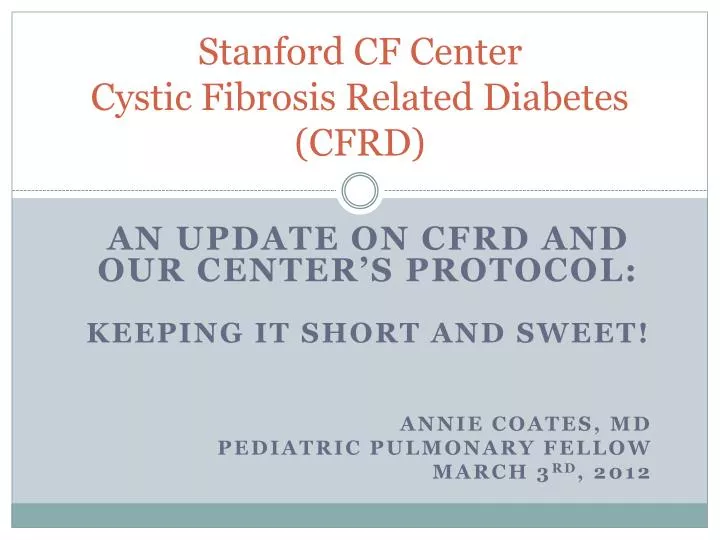 stanford cf center cystic fibrosis related diabetes cfrd