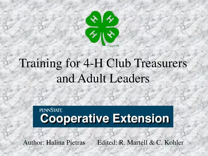 training for 4 h club treasurers and adult leaders