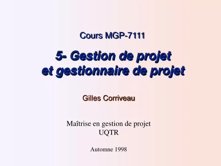 cours mgp 7111 5 gestion de projet et gestionnaire de projet