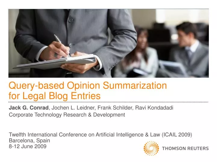 query based opinion summarization for legal blog entries