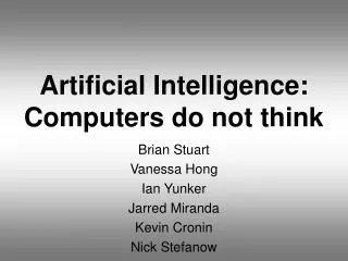 Artificial Intelligence: Computers do not think