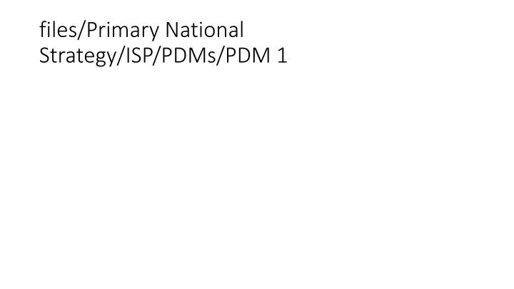 files primary national strategy isp pdms pdm 1