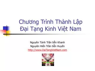 Chương Trình Thành Lập Đại Tạng Kinh Việt Nam