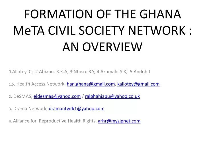 formation of the ghana meta civil society network an overview