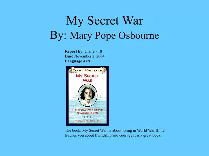my secret war by mary pope osbourne