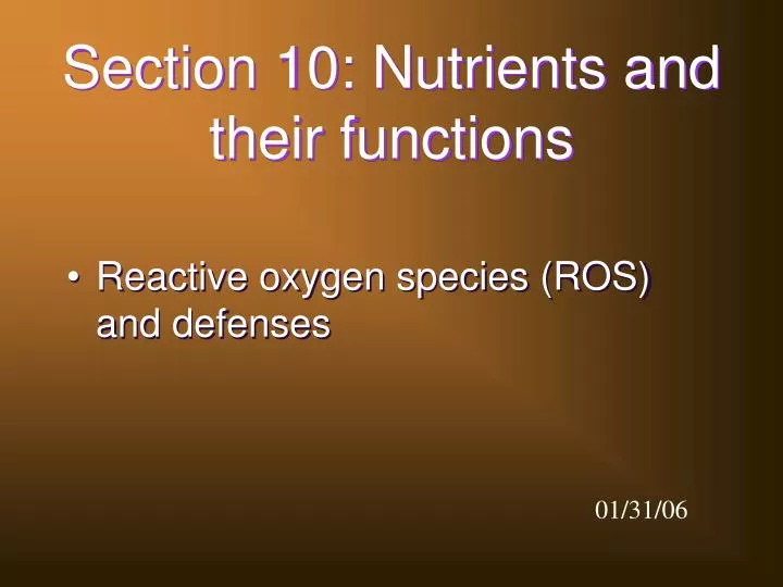 section 10 nutrients and their functions