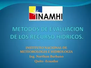METODOS DE EVALUACION DE LOS RECURSO HIDRICOS.