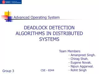 DEADLOCK DETECTION ALGORITHMS IN DISTRIBUTED SYSTEMS