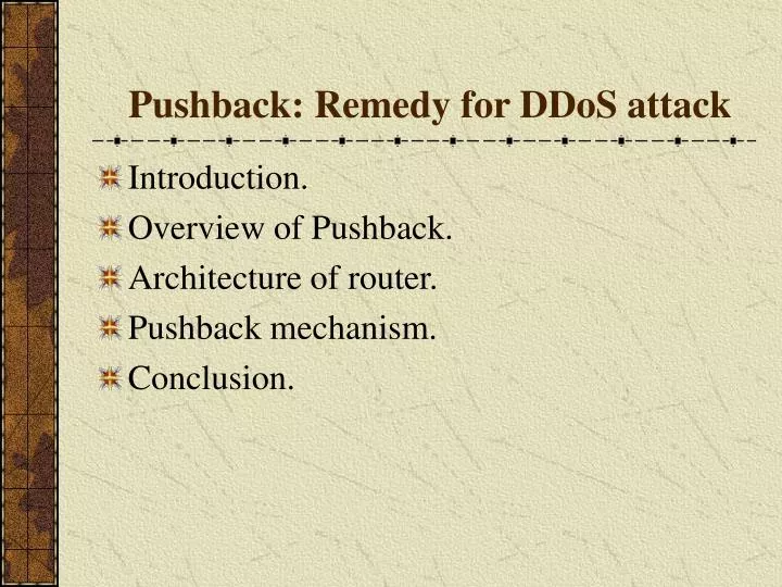 pushback remedy for ddos attack