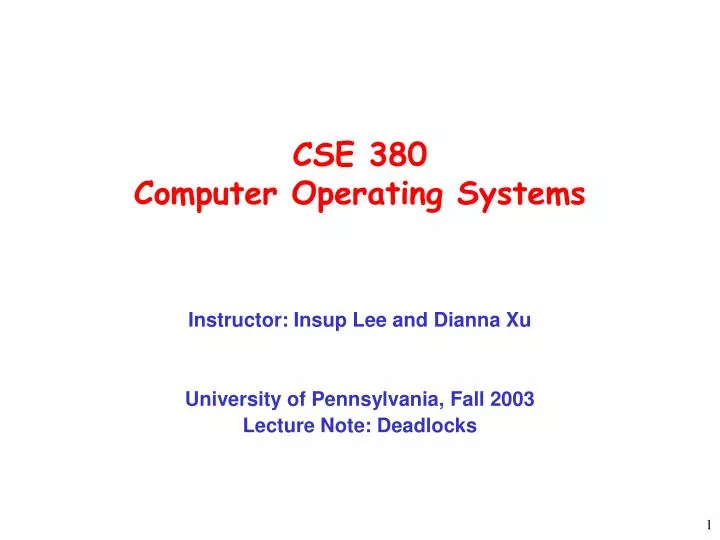 cse 380 computer operating systems