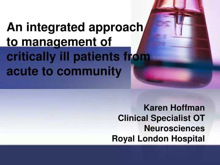 an integrated approach to management of critically ill patients from acute to community