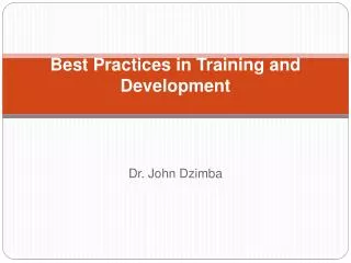 Best Practices in Training and Development