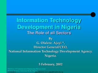 Information Technology Development in Nigeria The Role of all Sectors