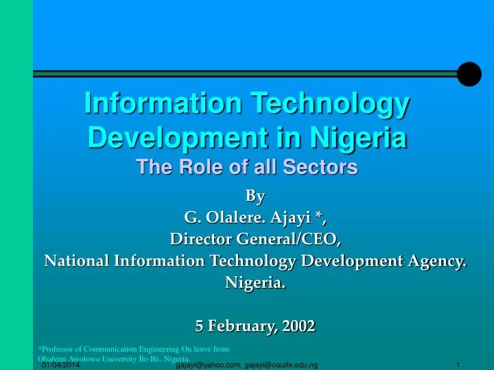 information technology development in nigeria the role of all sectors