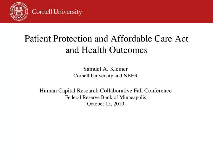 patient protection and affordable care act and health outcomes