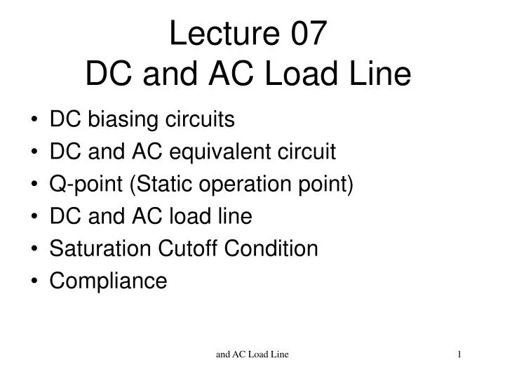 lecture 07 dc and ac load line