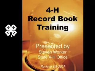 4-H Record Book Training