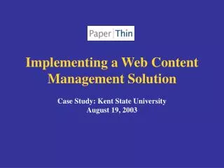 Implementing a Web Content Management Solution