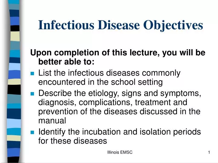 infectious disease objectives