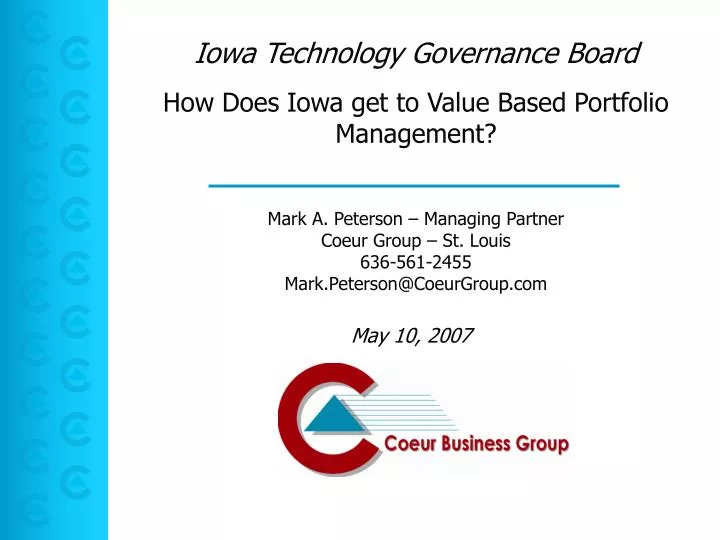 how does iowa get to value based portfolio management