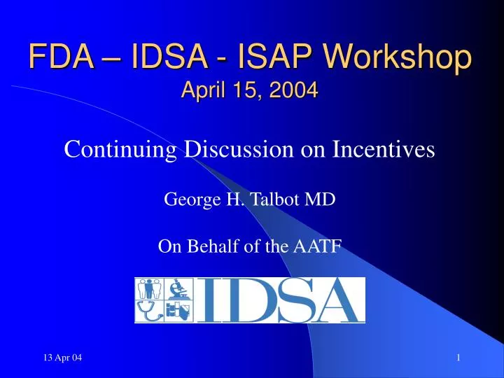 fda idsa isap workshop april 15 2004