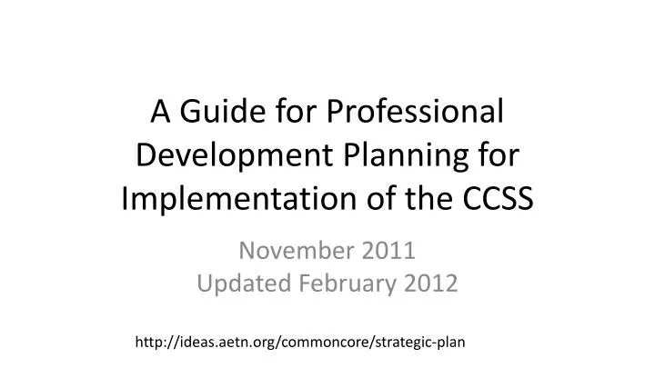 a guide for professional development planning for implementation of the ccss