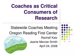 Coaches as Critical Consumers of Research