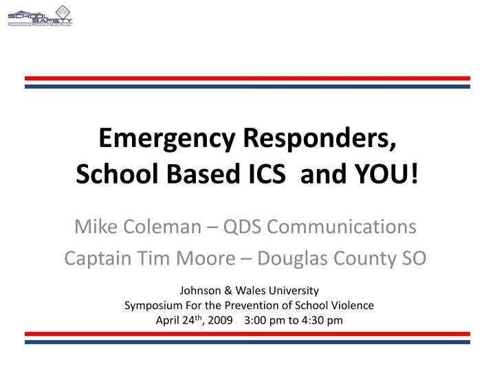emergency responders school based ics and you
