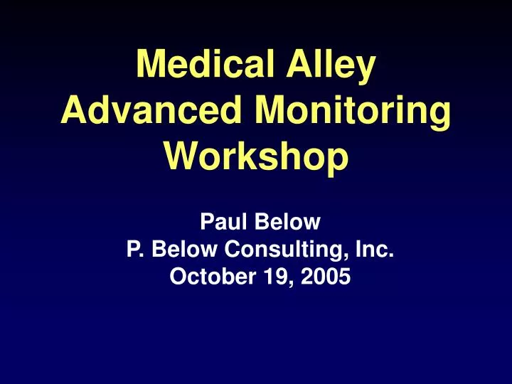 medical alley advanced monitoring workshop