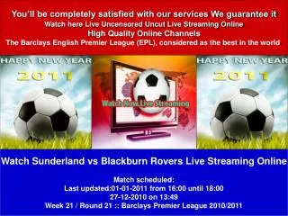 Sunderland vs Blackburn Rovers LIVE STREAM ONLINE TV SHOW