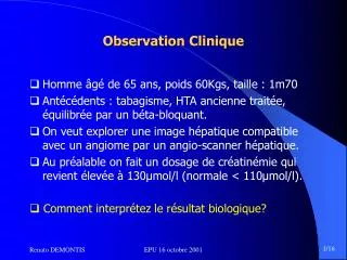Observation Clinique