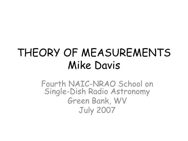 theory of measurements mike davis