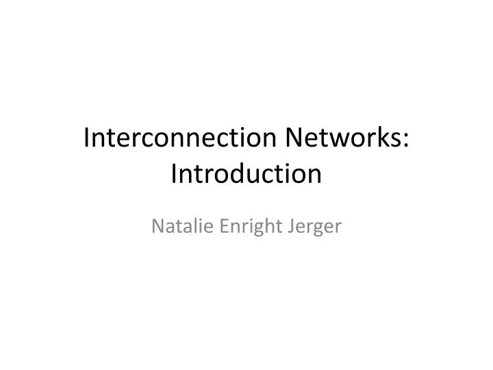 interconnection networks introduction