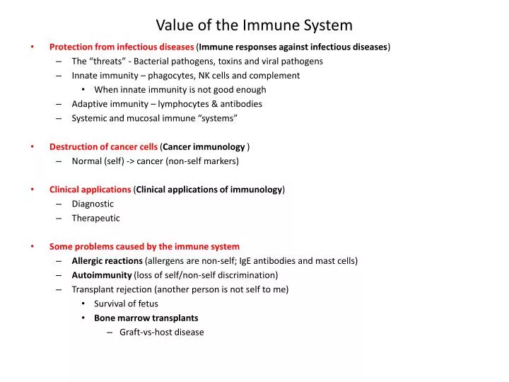 value of the immune system