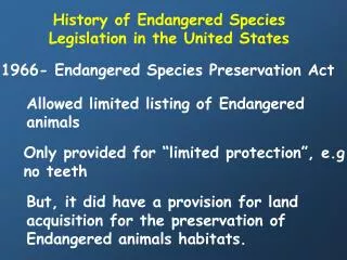 History of Endangered Species Legislation in the United States
