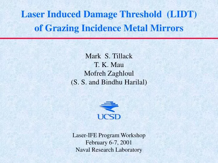 laser induced damage threshold lidt of grazing incidence metal mirrors