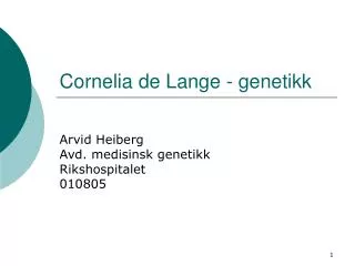 Cornelia de Lange - genetikk