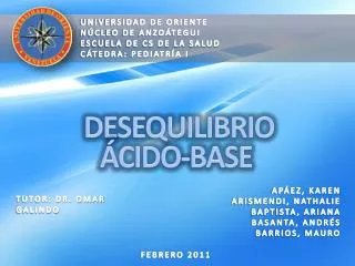 UNIVERSIDAD DE ORIENTE NÚCLEO DE ANZOÁTEGUI ESCUELA DE CS DE LA SALUD CÁTEDRA: PEDIATRÍA I