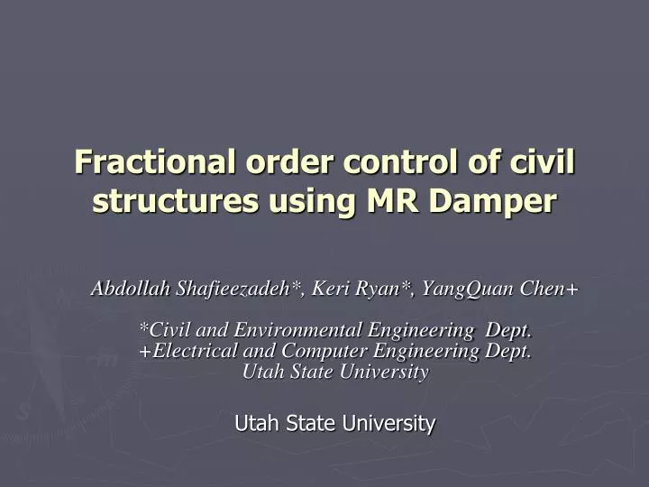 fractional order control of civil structures using mr damper