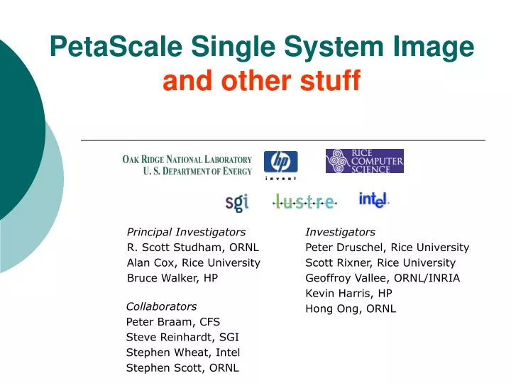 petascale single system image and other stuff