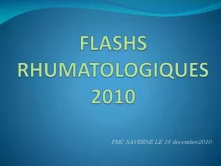 flashs rhumatologiques 2010