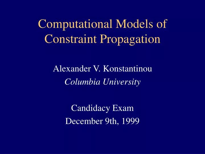 computational models of constraint propagation
